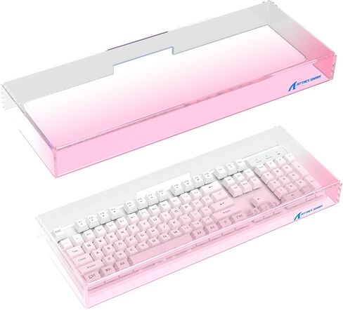 Attack Shark KC04 Acrylic Clear Transparent Keyboard Cover(17.4 * 6.5 * 1.89 inch) with Dustproof Waterproof Anti-hit Anti-cat Protective Case for Standard 104 Key Mechanical Gaming Keyboard Pink in Saudi Arabia