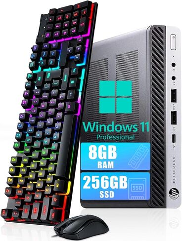 HP EliteDesk 800 G4 Mini Desktop Computer, 8th Gen Intel i5-8500 up to 4.1GHz, 8GB DDR4 RAM, 256GB SSD, Mouse & Keyboard, 2 DisplayPort, WiFi, Windows 11 Pro (Renewed) in Saudi Arabia