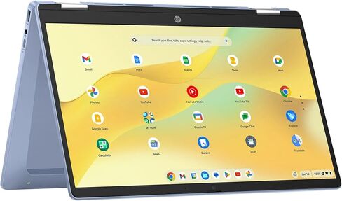 HP Chromebook x360 14 inch FHD IPS Touch 2-in-1 Laptop, Intel Processor N100, 4GB RAM, 64GB eMMC, Copilot AI, Chrome OS, Sky Blue with HEXAccessories in Saudi Arabia