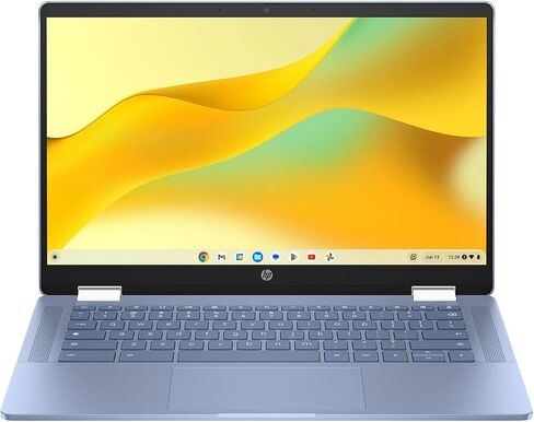 HP Chromebook x360 14 inch FHD IPS Touch 2-in-1 Laptop, Intel Processor N100, 4GB RAM, 64GB eMMC, Copilot AI, Chrome OS, Sky Blue with HEXAccessories in Saudi Arabia