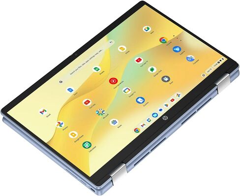 HP Chromebook x360 14 inch FHD IPS Touch 2-in-1 Laptop, Intel Processor N100, 4GB RAM, 64GB eMMC, Copilot AI, Chrome OS, Sky Blue with HEXAccessories in Saudi Arabia