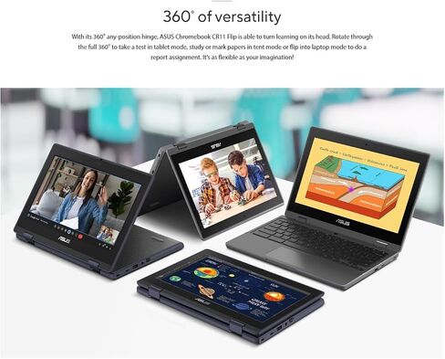 ASUS Chromebook Flip CR11 2-in-1 (11.6" Touchscreen, Intel N100, 4GB RAM, 96GB Storage), Ruggedized & Water Resistant, Student & Home Laptop, IST Pen, Chrome OS (Renewed) in Saudi Arabia