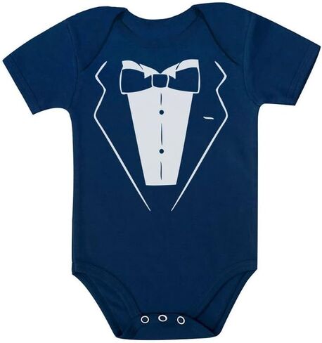 Tstars Baby Boy Tuxedo Bodysuit Bow Tie Infant Wedding Baptism Outfit | Tuxedo look for weddings, baptisms & first birthdays. Soft breathable cotton, snap closure, sizes NB-24M. Baby gift. in Saudi Arabia