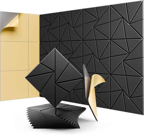 22 Pack Acoustic Panels, Sound Proof Foam Panels for Walls, Self-Adhesive High Density Soundproof Wall Panels, 12" X 12" X 0.4", Sound Absorbing Panels for Home, Studio, Office (Silver Gray) in Kuwait