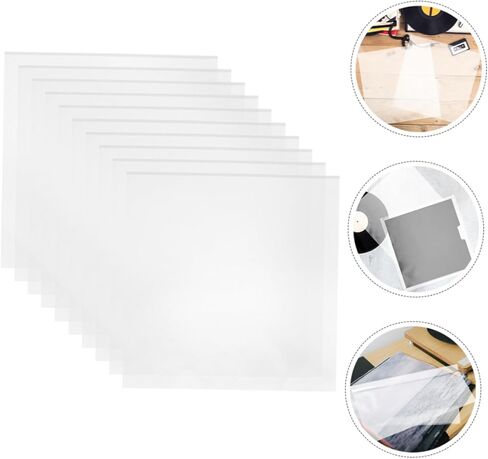 Cabilock 10Pcs Vinyl Record Sleeves Transparent Adhesive Album Protective Covers for Clean Storage Self Adhesive Design for Vinyl Record Lovers in Kuwait