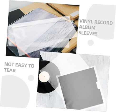Cabilock 10Pcs Vinyl Record Sleeves Transparent Adhesive Album Protective Covers for Clean Storage Self Adhesive Design for Vinyl Record Lovers in Kuwait
