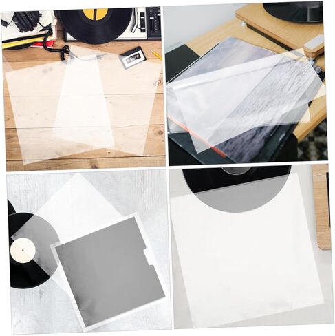 Cabilock 10Pcs Vinyl Record Sleeves Transparent Adhesive Album Protective Covers for Clean Storage Self Adhesive Design for Vinyl Record Lovers in Kuwait