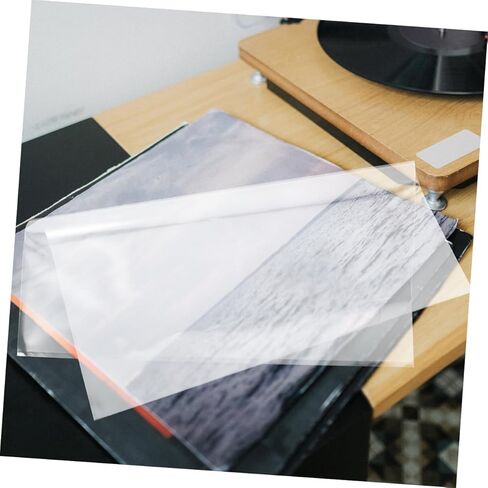 Cabilock 10Pcs Vinyl Record Sleeves Transparent Adhesive Album Protective Covers for Clean Storage Self Adhesive Design for Vinyl Record Lovers in Kuwait