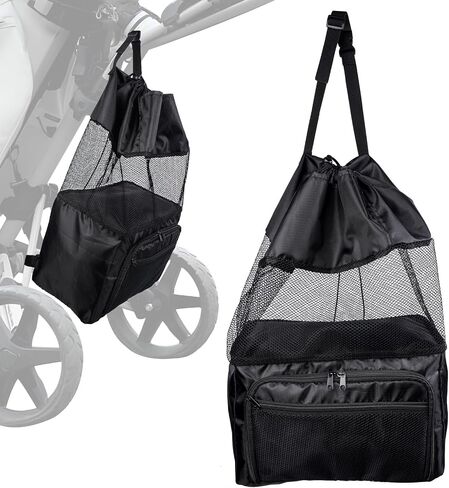 T TGBROS Universal Golf Cart Storage Organizer – Overhead Mesh Bag, Front Basket with Cup Holders & Push Cart Zippered Pouch Fits Club Car, EZGO, Yamaha, Kandi, Push Carts Large Capacity in Saudi Arabia