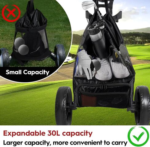 T TGBROS Universal Golf Cart Storage Organizer – Overhead Mesh Bag, Front Basket with Cup Holders & Push Cart Zippered Pouch Fits Club Car, EZGO, Yamaha, Kandi, Push Carts Large Capacity in Saudi Arabia