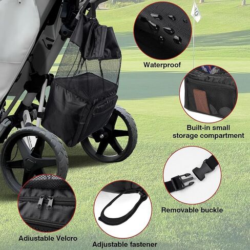 T TGBROS Universal Golf Cart Storage Organizer – Overhead Mesh Bag, Front Basket with Cup Holders & Push Cart Zippered Pouch Fits Club Car, EZGO, Yamaha, Kandi, Push Carts Large Capacity in Saudi Arabia