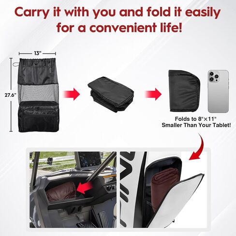 T TGBROS Universal Golf Cart Storage Organizer – Overhead Mesh Bag, Front Basket with Cup Holders & Push Cart Zippered Pouch Fits Club Car, EZGO, Yamaha, Kandi, Push Carts Large Capacity in Saudi Arabia