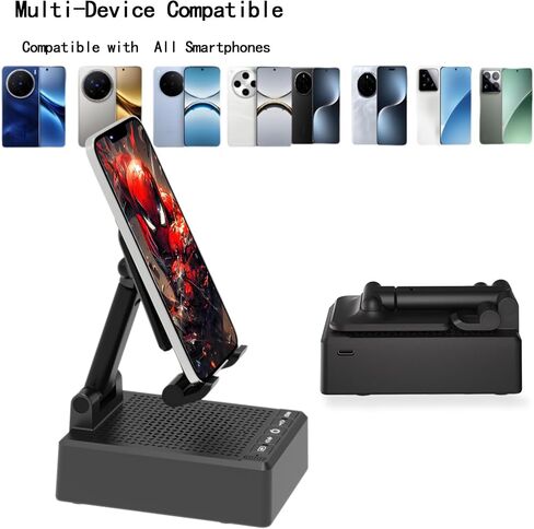 Gifts for Dad Boyfriend,Cell Phone Stand with Wireless Bluetooth Speaker,HD Surround Sound Bluetooth Speaker for Home Kitchen and Outdoors Compatible with Mobile Phone, Gifts for Men Women(Black) in Saudi Arabia