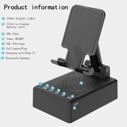 Gifts for Dad Boyfriend,Cell Phone Stand with Wireless Bluetooth Speaker,HD Surround Sound Bluetooth Speaker for Home Kitchen and Outdoors Compatible with Mobile Phone, Gifts for Men Women(Black) in Saudi Arabia