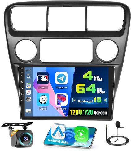 راديو سيارة 4G+64G 8Core Qual-comm Snapdragon لسيارة Honda Accord 6th 1998-2003، 9 بوصات QLED تعمل باللمس ستيريو Android 15 Carplay Android Auto BT5.1 نموذج سيارة ثلاثي الأبعاد GPS WiFi Mirror Link Camera in Kuwait