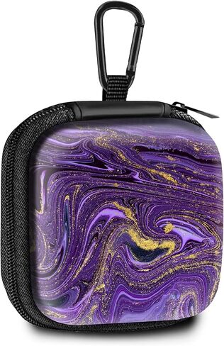 Square Data Cable Earbud Charger Coin Storage Bag Shockproof and Drop-Proof EVA Material Compatible with AirPod(Purple Marble) in Saudi Arabia