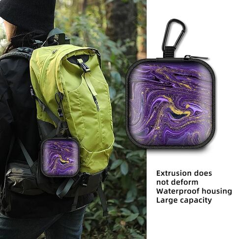 Square Data Cable Earbud Charger Coin Storage Bag Shockproof and Drop-Proof EVA Material Compatible with AirPod(Purple Marble) in Saudi Arabia