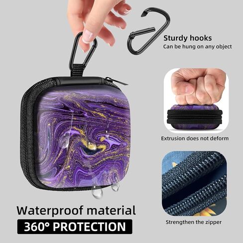 Square Data Cable Earbud Charger Coin Storage Bag Shockproof and Drop-Proof EVA Material Compatible with AirPod(Purple Marble) in Saudi Arabia