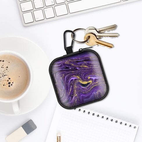 Square Data Cable Earbud Charger Coin Storage Bag Shockproof and Drop-Proof EVA Material Compatible with AirPod(Purple Marble) in Saudi Arabia