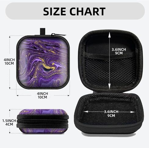 Square Data Cable Earbud Charger Coin Storage Bag Shockproof and Drop-Proof EVA Material Compatible with AirPod(Purple Marble) in Saudi Arabia