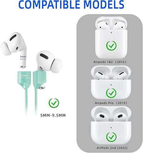 Magnetic Anti-Lost Straps for AirPods, Colorful Soft Silicone Sports Lanyard, Neck Rope Cord and Ear Hooks for AirPods, Wireless Headphones Anti-Lost Rope 4-Pack (Black White Blue) in Saudi Arabia