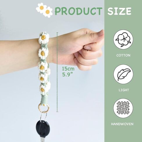 KUDOS Handmade Woven Keychain Wristlet – Stylish Keyring Holder Bracelet Wrist Lanyard for Women in Saudi Arabia