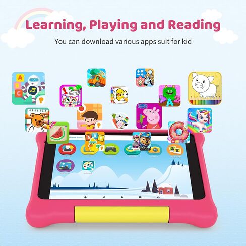 تابلت للأطفال أندرويد 13 مقاس 7 بوصة، 5 جيجابايت + 32 جيجابايت (128 جيجابايت قابلة للتوسيع)، شاشة عالية الدقة 1024 × 600، 2500 مللي أمبير، كاميرا مزدوجة 0.3 ميجابكسل + 2 ميجابكسل، واي فاي 6، BT5.2، أدوات الرقابة الأبوية، جهاز لوحي للأطفال مع حافظة مقاومة  in Kuwait