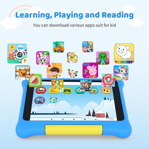 تابلت للأطفال أندرويد 13 مقاس 7 بوصة، 5 جيجابايت + 32 جيجابايت (128 جيجابايت قابلة للتوسيع)، شاشة عالية الدقة 1024 × 600، 2500 مللي أمبير، كاميرا مزدوجة 0.3 ميجابكسل + 2 ميجابكسل، واي فاي 6، BT5.2، أدوات الرقابة الأبوية، جهاز لوحي للأطفال مع حافظة مقاومة  in Kuwait