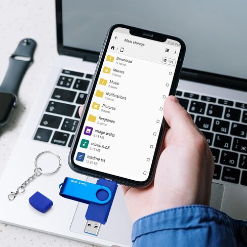 128GB Type-C USB Flash Drive USB 3.0/ USB-C 2-in-1 OTG Rotatable Memory Stick Pen Drive Data Storage Pendrive Thumb Drive for Smartphones/Tablets/PC (Red) in Saudi Arabia