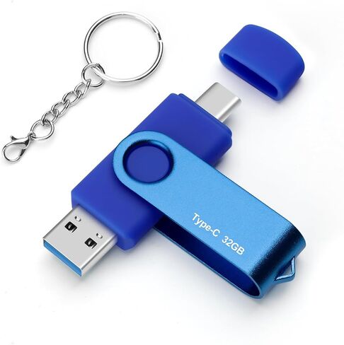 128GB Type-C USB Flash Drive USB 3.0/ USB-C 2-in-1 OTG Rotatable Memory Stick Pen Drive Data Storage Pendrive Thumb Drive for Smartphones/Tablets/PC (Red) in Saudi Arabia