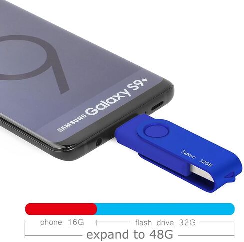 128GB Type-C USB Flash Drive USB 3.0/ USB-C 2-in-1 OTG Rotatable Memory Stick Pen Drive Data Storage Pendrive Thumb Drive for Smartphones/Tablets/PC (Red) in Saudi Arabia