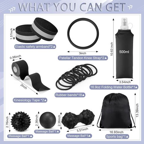 21 Pcs Runner Gift Set Marathon Gifts for Runners Men Women Running Accessories Includes Headlamp, Foldable Water Bottle, Visor, Headband, Cooling Towel, Wristband, Sock & More in Saudi Arabia