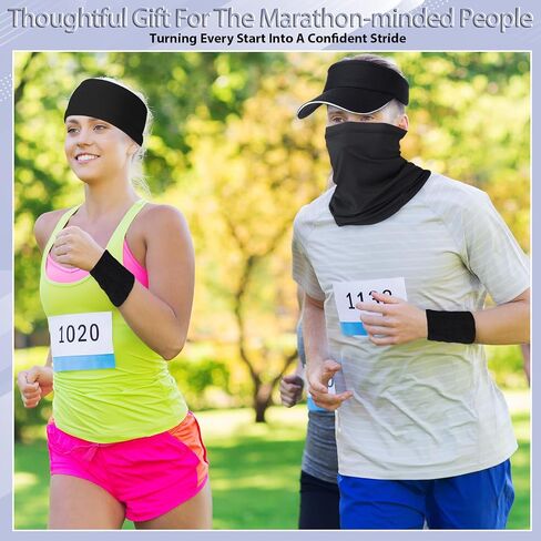 21 Pcs Runner Gift Set Marathon Gifts for Runners Men Women Running Accessories Includes Headlamp, Foldable Water Bottle, Visor, Headband, Cooling Towel, Wristband, Sock & More in Saudi Arabia
