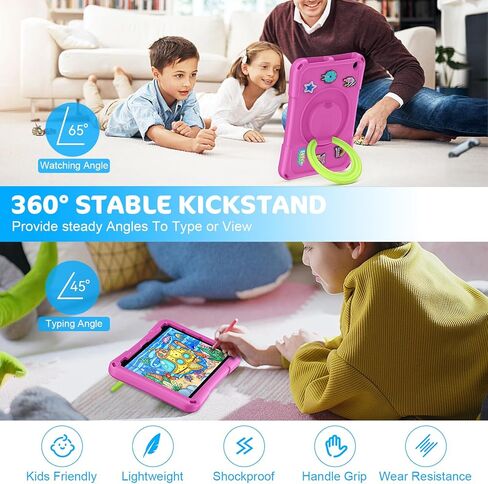 حافظة كمبيوتر لوحي Fire HD 10 للأطفال، (الجيل الثالث عشر/الحادي عشر، إصدار 2023/2021)، غطاء واقٍ خفيف الوزن مقاوم للصدمات بمسند يدور 360 درجة من Ubearkk أزرق in Kuwait