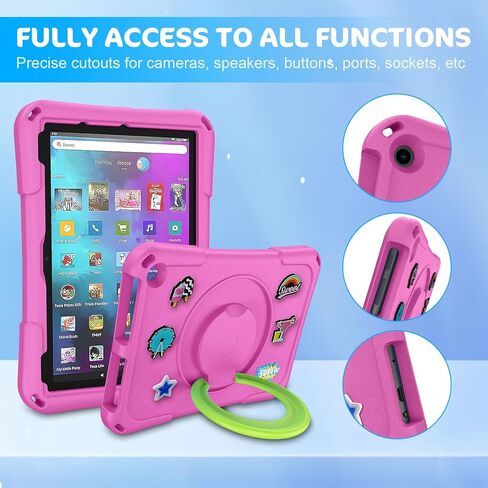 حافظة كمبيوتر لوحي Fire HD 10 للأطفال، (الجيل الثالث عشر/الحادي عشر، إصدار 2023/2021)، غطاء واقٍ خفيف الوزن مقاوم للصدمات بمسند يدور 360 درجة من Ubearkk أزرق in Kuwait