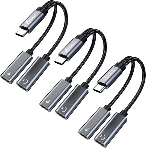 محول سماعة رأس وشاحن USB من النوع C إلى 3.5 مم، 2 في 1 USB C إلى Aux Audio Jack Hi-Res DAC مع شحن لسماعات الأذن، متوافق مع Samsung Galaxy S25/S24/S23/S22+ (USB-3.5MM، حزمة واحدة) in Saudi Arabia