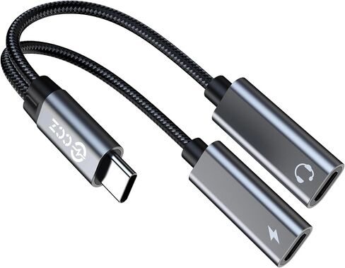 USB Type C to 3.5mm Headphone and Charger Adapter,2 in 1 USB C to Aux Audio Jack Hi-Res DAC with Charging for Earphones,Compatible with Samsung Galaxy S25/S24/S23/S22+ (USB-3.5MM, 1Pack) in Kuwait