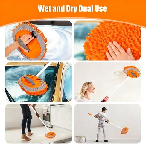 Windshield Cleaner, Car Windshield Cleaning Tool with 3 Reusable and Washable Microfiber Pads and Extendable Handle Microfiber Car Window Cleaner in Kuwait