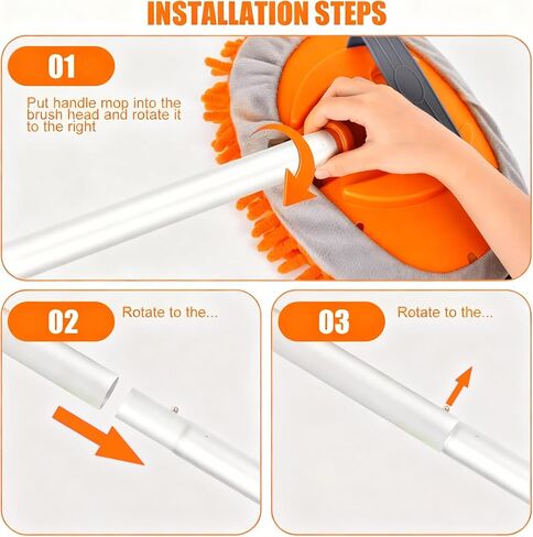 Windshield Cleaner, Car Windshield Cleaning Tool with 3 Reusable and Washable Microfiber Pads and Extendable Handle Microfiber Car Window Cleaner in Kuwait