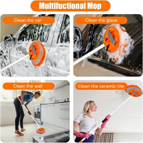 Windshield Cleaner, Car Windshield Cleaning Tool with 3 Reusable and Washable Microfiber Pads and Extendable Handle Microfiber Car Window Cleaner in Kuwait
