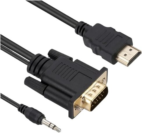 محول 1.8 متر 1080 بكسل HDMI إلى كابل محول V/GA ​​مزود بالطاقة وللكمبيوتر PC M>oni>tor جهاز عرض HDTV (مع صوت) in Saudi Arabia