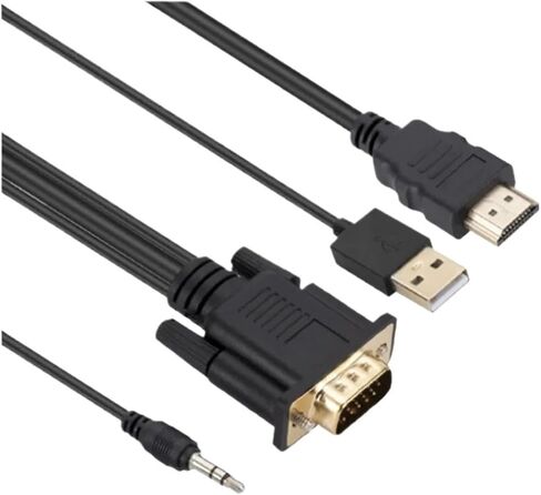 محول 1.8 متر 1080 بكسل HDMI إلى كابل محول V/GA ​​مزود بالطاقة وللكمبيوتر PC M>oni>tor جهاز عرض HDTV (مع صوت) in Saudi Arabia