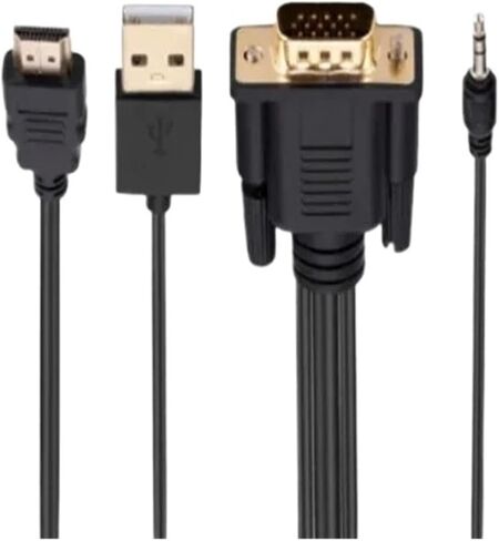 محول 1.8 متر 1080 بكسل HDMI إلى كابل محول V/GA ​​مزود بالطاقة وللكمبيوتر PC M>oni>tor جهاز عرض HDTV (مع صوت) in Saudi Arabia