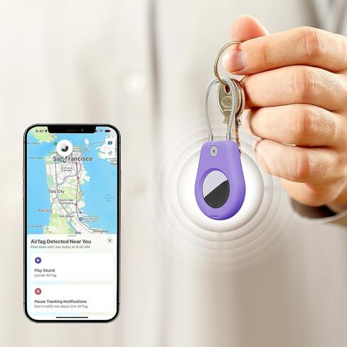 لحامل سلسلة المفاتيح AirTag مع كابل سلكي، آمن لحقيبة قفل بطاقة الهواء، متوافق مع علامات الهواء، علامة الأمتعة على شكل سلسلة مفاتيح، حماية لملحقات AirTag للمفاتيح والأمتعة، أزرق داكن in Saudi Arabia