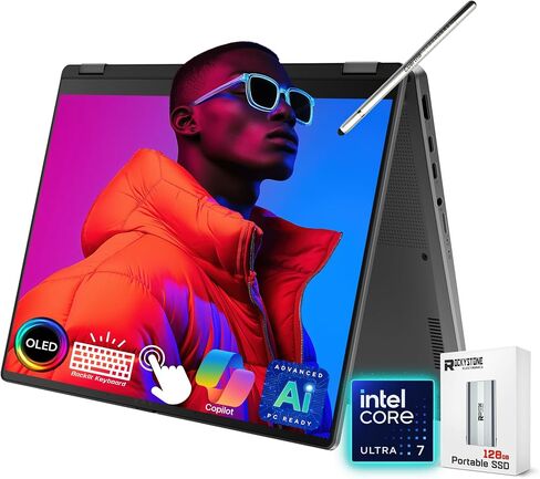 ASUS Vivobook Flip 2-in-1 Laptop, 14" 2K OLED Touchscreen, Intel Core Ultra 7 256V(>i9-12900K, 4.8 GHz), AI Ready, Copilot PC, Backlit Keyboard, Wi-Fi 7, Gray, Windows 11 Home(16GB DDR5 RAM | 2TB SSD) in Saudi Arabia