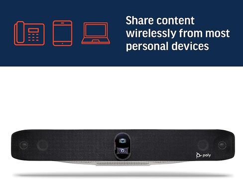 Poly Studio X70 Video Bar + TC8 Touch Controller (Plantronics + Polycom) - 4K Audio & Video Conferencing for Large Conference Rooms - Camera, Speakers, Mics - Works with Teams, Zoom & More (Renewed) in Saudi Arabia