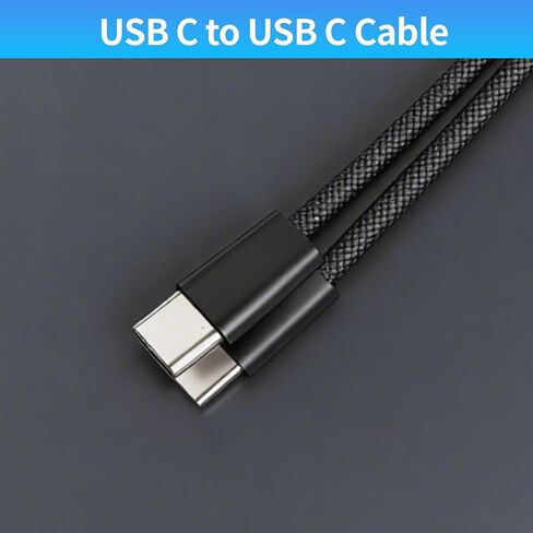 Type C to Type C Cable, Black 3.3ft (1m), USB C to C Cable 100W PD Fast Charging, Nylon Braided Durable Type C Cord for Laptop, Phone, Tablet in Saudi Arabia
