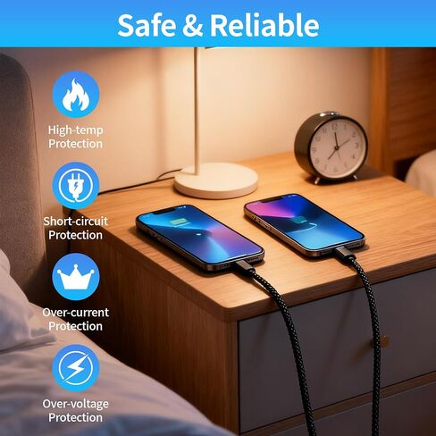 Type C to Type C Cable, Black 3.3ft (1m), USB C to C Cable 100W PD Fast Charging, Nylon Braided Durable Type C Cord for Laptop, Phone, Tablet in Saudi Arabia