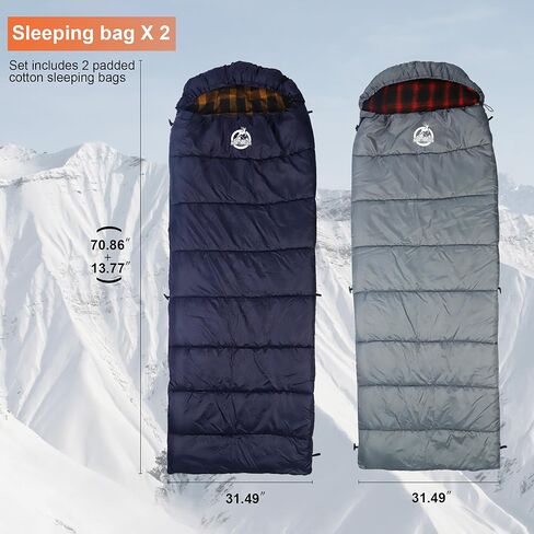 Northroad 9PCS Camping Tent Kit, Including 1 2/3 Person Dome Tent, 2 Sleeping Bag, 2 Sleeping Pad/Camping Mat, 2 Single Camping Hammock with 2 Tree Straps, 2 Lightweight Fuzzy Bed Blanket in Kuwait