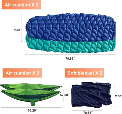 Northroad 9PCS Camping Tent Kit, Including 1 2/3 Person Dome Tent, 2 Sleeping Bag, 2 Sleeping Pad/Camping Mat, 2 Single Camping Hammock with 2 Tree Straps, 2 Lightweight Fuzzy Bed Blanket in Kuwait